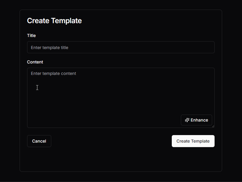 Create Template Interface